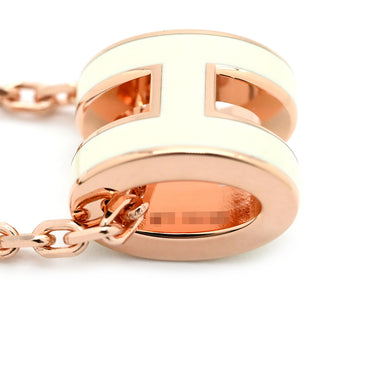 エルメス HERMES ポップアッシュ ミニ ペンダント ホワイトXローズゴールド GP ラッカー ネックレス ピンクゴールド金具 白 Hモチーフ