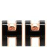 エルメス HERMES ポップアッシュ Hピアス ミニ ブラック×ローズゴールド GP エナメル ピアス 黒 Hモチーフ RG PG ピンクゴールド
