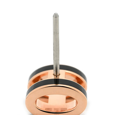 エルメス HERMES ポップアッシュ Hピアス ミニ ブラック×ローズゴールド GP エナメル ピアス 黒 Hモチーフ RG PG ピンクゴールド