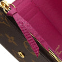 ルイヴィトン LOUIS VUITTON ポルトフォイユ ヴィクトリーヌ M41938 フューシャ モノグラムキャンバス 三つ折り財布 ゴールド金具 茶 ピンク