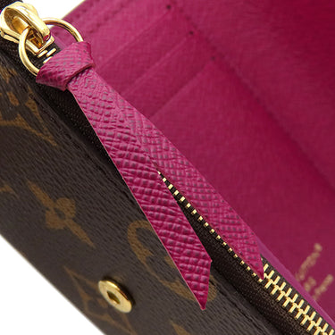 ルイヴィトン LOUIS VUITTON ポルトフォイユ ヴィクトリーヌ M41938 フューシャ モノグラムキャンバス 三つ折り財布 ゴールド金具 茶 ピンク