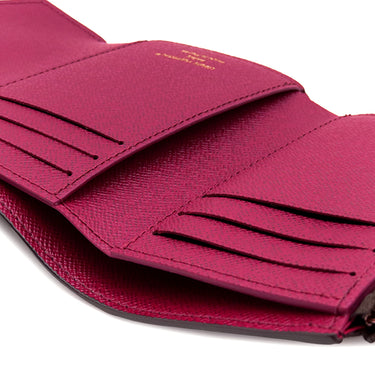 ルイヴィトン LOUIS VUITTON ポルトフォイユ ヴィクトリーヌ M41938 フューシャ モノグラムキャンバス 三つ折り財布 ゴールド金具 茶 ピンク
