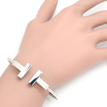 ティファニー Tiffany & Co Tワイヤー ラージサイズ ホワイトゴールド K18WG ブレスレット T&Co. Au750 18K バングル