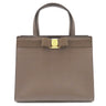 フェラガモ FERRAGAMO ヴァラ リボン トップハンドル 21I290 キャラウェイシード カーフ スプリットカーフ ファブリック 2WAYバッグ ゴールド金具 茶 ハンドバッグ ショルダーバッグ