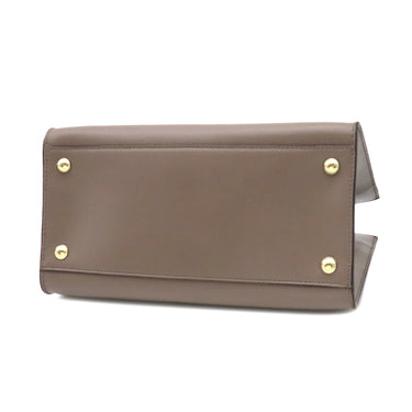 フェラガモ FERRAGAMO ヴァラ リボン トップハンドル 21I290 キャラウェイシード カーフ スプリットカーフ ファブリック 2WAYバッグ ゴールド金具 茶 ハンドバッグ ショルダーバッグ
