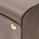 フェラガモ FERRAGAMO ヴァラ リボン トップハンドル 21I290 キャラウェイシード カーフ スプリットカーフ ファブリック 2WAYバッグ ゴールド金具 茶 ハンドバッグ ショルダーバッグ