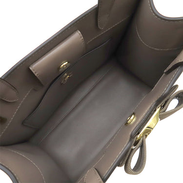 フェラガモ FERRAGAMO ヴァラ リボン トップハンドル 21I290 キャラウェイシード カーフ スプリットカーフ ファブリック 2WAYバッグ ゴールド金具 茶 ハンドバッグ ショルダーバッグ