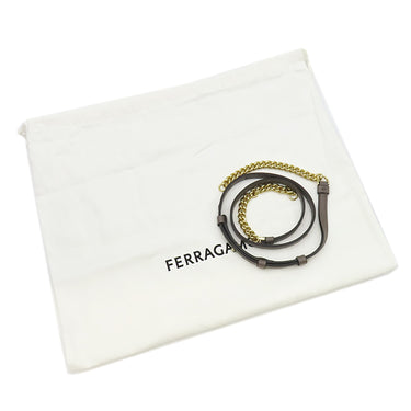 フェラガモ FERRAGAMO ヴァラ リボン トップハンドル 21I290 キャラウェイシード カーフ スプリットカーフ ファブリック 2WAYバッグ ゴールド金具 茶 ハンドバッグ ショルダーバッグ