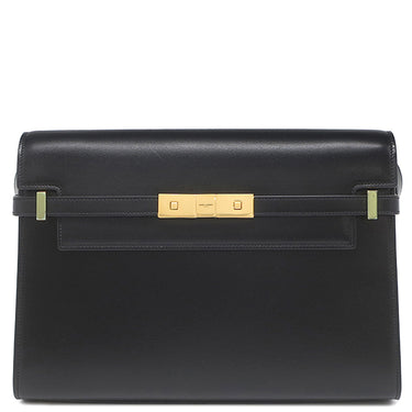 イヴ・サンローラン Yves Saint Laurent マンハッタン ショルダー 579271 ブラック カーフ 2WAYバッグ ゴールド金具 黒 クラッチ