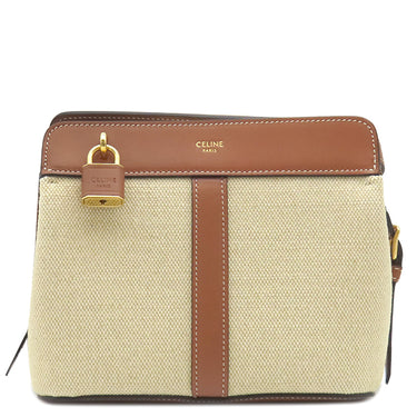 セリーヌ CELINE ティーン カバ ドゥ フランス 191992DJW ナチュラル×タン キャンバス レザー ショルダーバッグ ゴールド金具 新品 未使用 茶