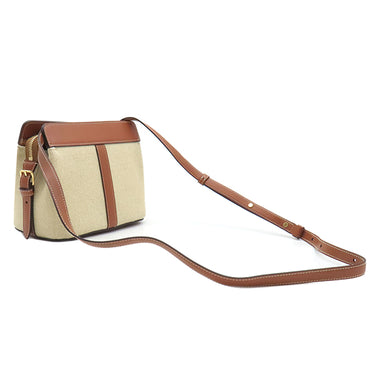 セリーヌ CELINE ティーン カバ ドゥ フランス 191992DJW ナチュラル×タン キャンバス レザー ショルダーバッグ ゴールド金具 新品 未使用 茶