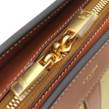 セリーヌ CELINE ティーン カバ ドゥ フランス 191992DJW ナチュラル×タン キャンバス レザー ショルダーバッグ ゴールド金具 新品 未使用 茶