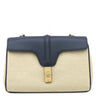 セリーヌ CELINE ティーン ソフト 16 セーズ 196852DJ9 ネイビー×ベージュ カーフ ファブリック ショルダーバッグ ゴールド金具 新品 未使用 キャンバス