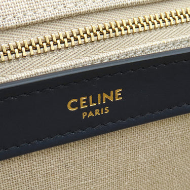 セリーヌ CELINE ティーン ソフト 16 セーズ 196852DJ9 ネイビー×ベージュ カーフ ファブリック ショルダーバッグ ゴールド金具 新品 未使用 キャンバス