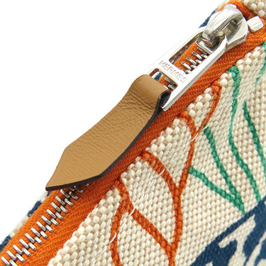 エルメス HERMES フラットポーチ H103581M マリン×コライユ コットン ポーチ シルバー金具 【ジン&レオ】 ニューヨッティング