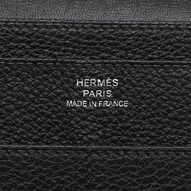エルメス HERMES ドゴンデュオ ドゴンGM ブラック トゴ 長財布 シルバー金具 黒