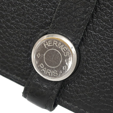 エルメス HERMES ドゴンデュオ ドゴンGM ブラック トゴ 長財布 シルバー金具 黒