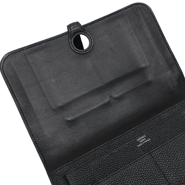 エルメス HERMES ドゴンデュオ ドゴンGM ブラック トゴ 長財布 シルバー金具 黒