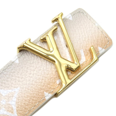 ルイヴィトン LOUIS VUITTON LV イニシャル 85/34 M0364 ベージュ系 モノグラムキャンバス レザー ベルト ゴールド金具 30MM グラデーション
