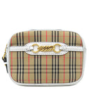 バーバリー BURBERRY 1983チェック リンク ベルトバッグ ベージュ×シルバー キャンバス レザー ウエストバッグ ゴールド金具 ボディバッグ