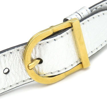 バーバリー BURBERRY 1983チェック リンク ベルトバッグ ベージュ×シルバー キャンバス レザー ウエストバッグ ゴールド金具 ボディバッグ