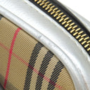 バーバリー BURBERRY 1983チェック リンク ベルトバッグ ベージュ×シルバー キャンバス レザー ウエストバッグ ゴールド金具 ボディバッグ