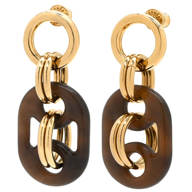 エルメス HERMES ユリディス PM ブラウン×ゴールド GP バッファローホーン ピアス バッファローホーン 茶
