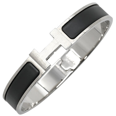 エルメス HERMES クリックHH PM ブラックXシルバー メタル エナメル ブレスレット Hブレス 黒