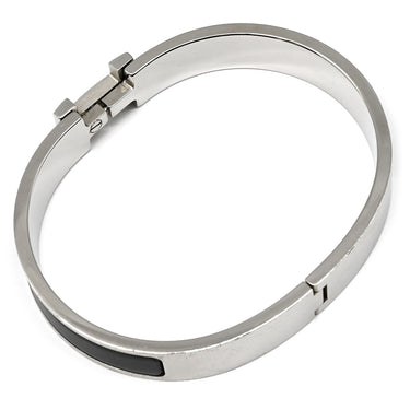 エルメス HERMES クリックHH PM ブラックXシルバー メタル エナメル ブレスレット Hブレス 黒