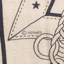 エルメス HERMES カレ140 カレジェアン ナチュラル×ネイビー カシミヤ シルク ストール 【LA PROMENADE DU MATIN/朝の散歩】