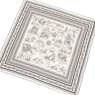 エルメス HERMES ショール カレ140 CARRE ホワイト×ブラック カシミヤ シルク ストール 【TATOUAGES MARINS/船乗りのタトゥー バンダナ】