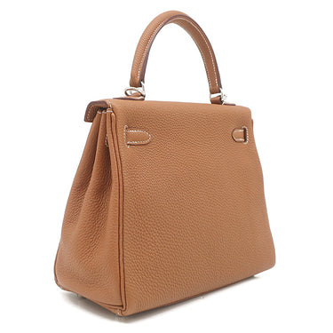 エルメス HERMES ケリー25 内縫い ゴールド トゴ 2WAYバッグ シルバー金具 茶