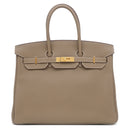 エルメス HERMES バーキン35 エトゥープ トゴ ハンドバッグ ゴールド金具 グレージュ