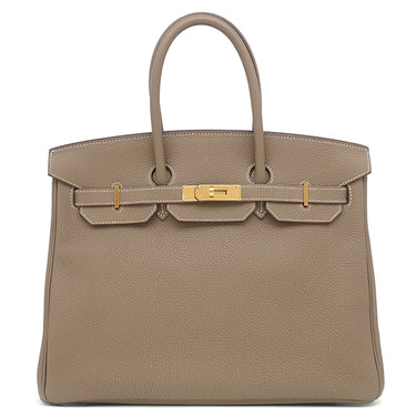 エルメス HERMES バーキン35 エトゥープ トゴ ハンドバッグ ゴールド金具 グレージュ