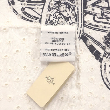エルメス HERMES カレ70 イングリッシュ エンブロイダリー ホワイト×ブラック シルク スカーフ 新品 未使用 【ブリッド ドゥ ガラ】