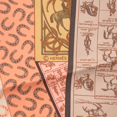 エルメス HERMES カレ90 CARRE ピンク×マルチカラー シルク スカーフ 【A CHEVAL SUR MON CARRE/カレの馬に乗って】