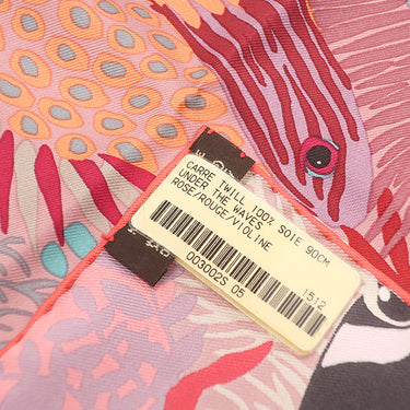 エルメス HERMES カレ90 CARRE ローズ×ルージュ×ヴィオリーヌ シルク スカーフ 【UNDER THE WAVES/アンダーザウェーブ】