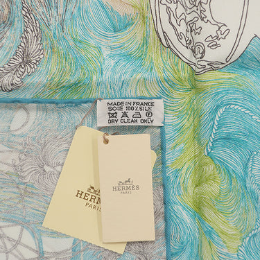 エルメス HERMES カレ90 CARRE アクア×ホワイト×ヴェール シルク スカーフ 【BRIDES DE GALA/ブリッド ドゥ ガラ】