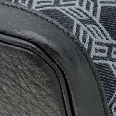 エルメス HERMES ガーデンパーティーTPM ブラック トワルソーアッシュ レザー トートバッグ シルバー金具 黒 ネイビー グレー Ｈロゴ