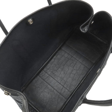 エルメス HERMES ガーデンパーティーTPM ブラック トワルソーアッシュ レザー トートバッグ シルバー金具 黒 ネイビー グレー Ｈロゴ