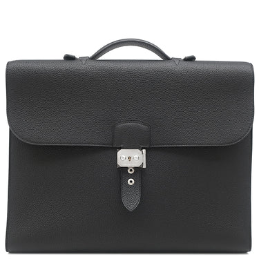 エルメス HERMES サックアデペッシュ ライト 37 ブラック トゴ ブリーフケース マットシルバー金具 黒 ビジネスバッグ 鍵欠品