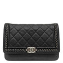 シャネル CHANEL ボーイシャネル ミニ チェーンショルダー ブラック キャビアスキン ショルダーバッグ シルバー金具 黒