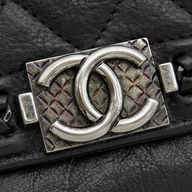 シャネル CHANEL ボーイシャネル ミニ チェーンショルダー ブラック キャビアスキン ショルダーバッグ シルバー金具 黒