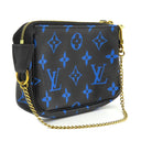 ルイヴィトン LOUIS VUITTON ミニ ポシェット アクセソワール M67237 ブラック×ブルー モノグラムキャンバス アクセサリーポーチ ゴールド金具 ポーチ