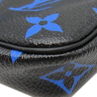 ルイヴィトン LOUIS VUITTON ミニ ポシェット アクセソワール M67237 ブラック×ブルー モノグラムキャンバス アクセサリーポーチ ゴールド金具 ポーチ