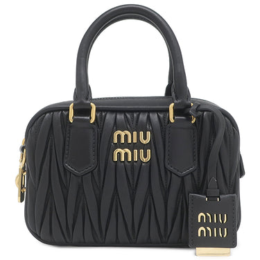 ミュウミュウ MIU MIU アルカディ マテラッセ レザー バッグ スモール 5BB123 ブラック レザー 2WAYバッグ ゴールド金具 ハンドバッグ ショルダー