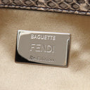 フェンディ FENDI バゲット ジャガード 8BR600 ブラウン キャンバス パイソン 2WAYバッグ シルバー金具 ズッカ柄 ビジュー クリスタル 25周年復刻デザイン