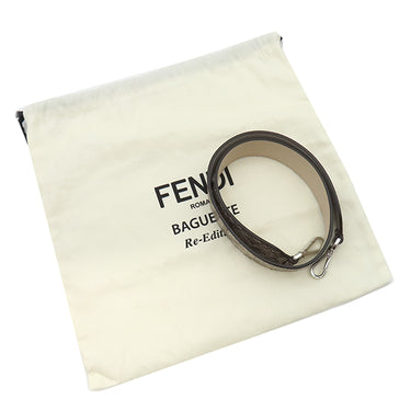 フェンディ FENDI バゲット ジャガード 8BR600 ブラウン キャンバス パイソン 2WAYバッグ シルバー金具 ズッカ柄 ビジュー クリスタル 25周年復刻デザイン
