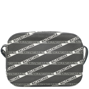 バレンシアガ BALENCIAGA エブリデイ カメラバッグ 552370 ブラック×グレー×ホワイト レザー ショルダーバッグ シルバー金具 ロゴ 総柄 ショルダー