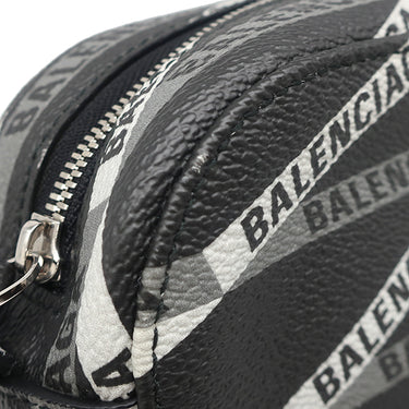 バレンシアガ BALENCIAGA エブリデイ カメラバッグ 552370 ブラック×グレー×ホワイト レザー ショルダーバッグ シルバー金具 ロゴ 総柄 ショルダー